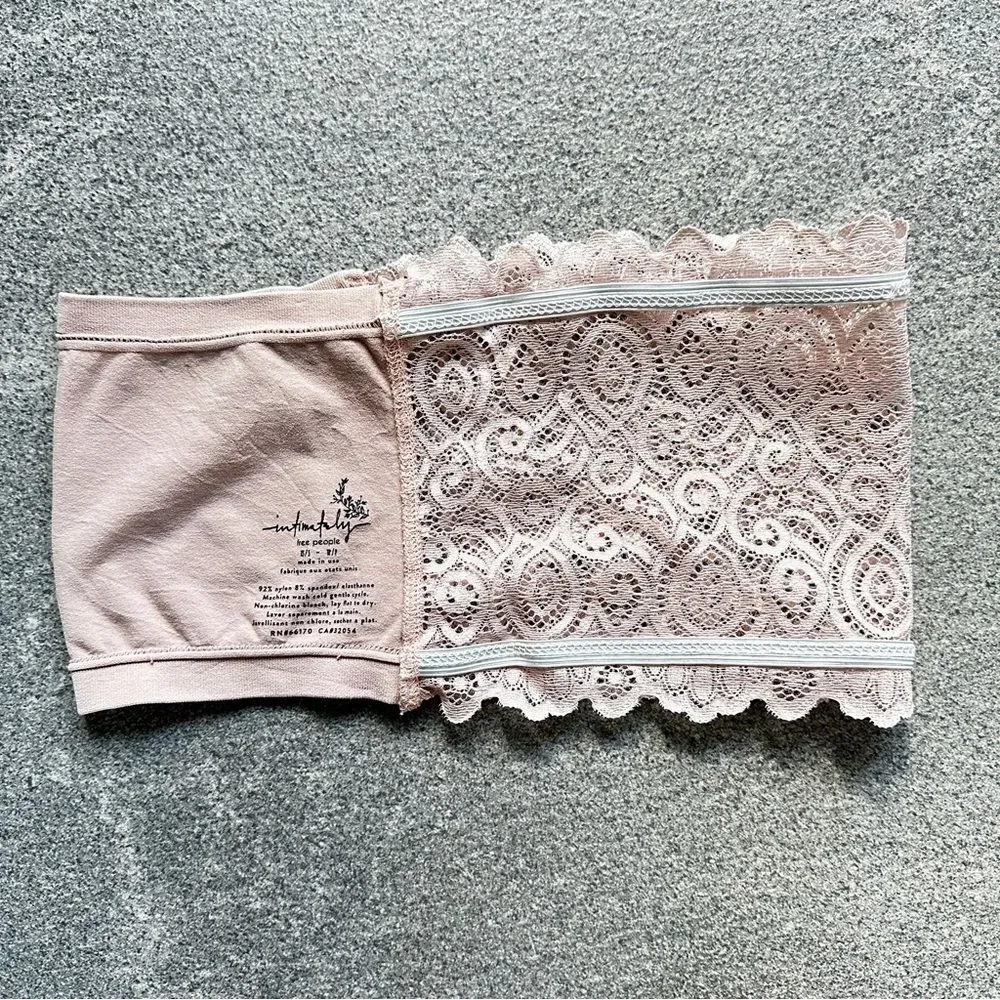 NWOT Free People Seamless & Lace Bandeau Bra Wear 2 Ways Blush Pink XS/S